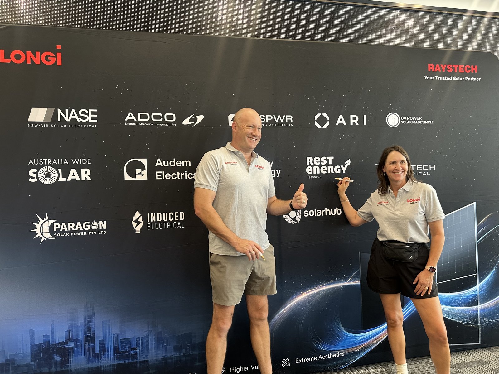 REST Energy on the LONGi and Raystech installer partner wall