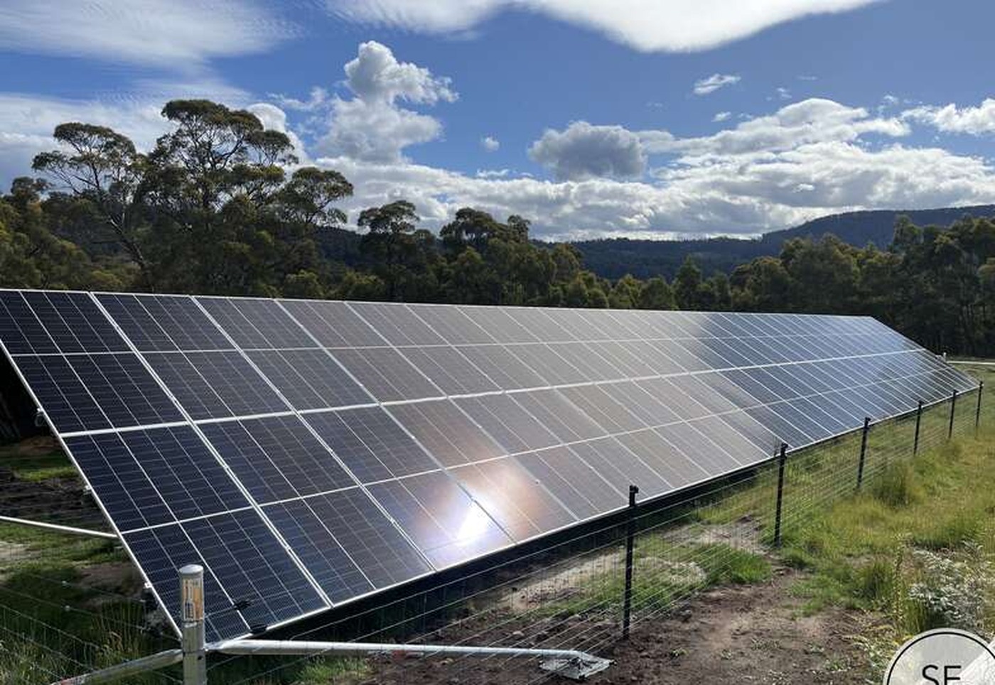 Retreat Farm off-grid ground-mount solar array south of Hobart