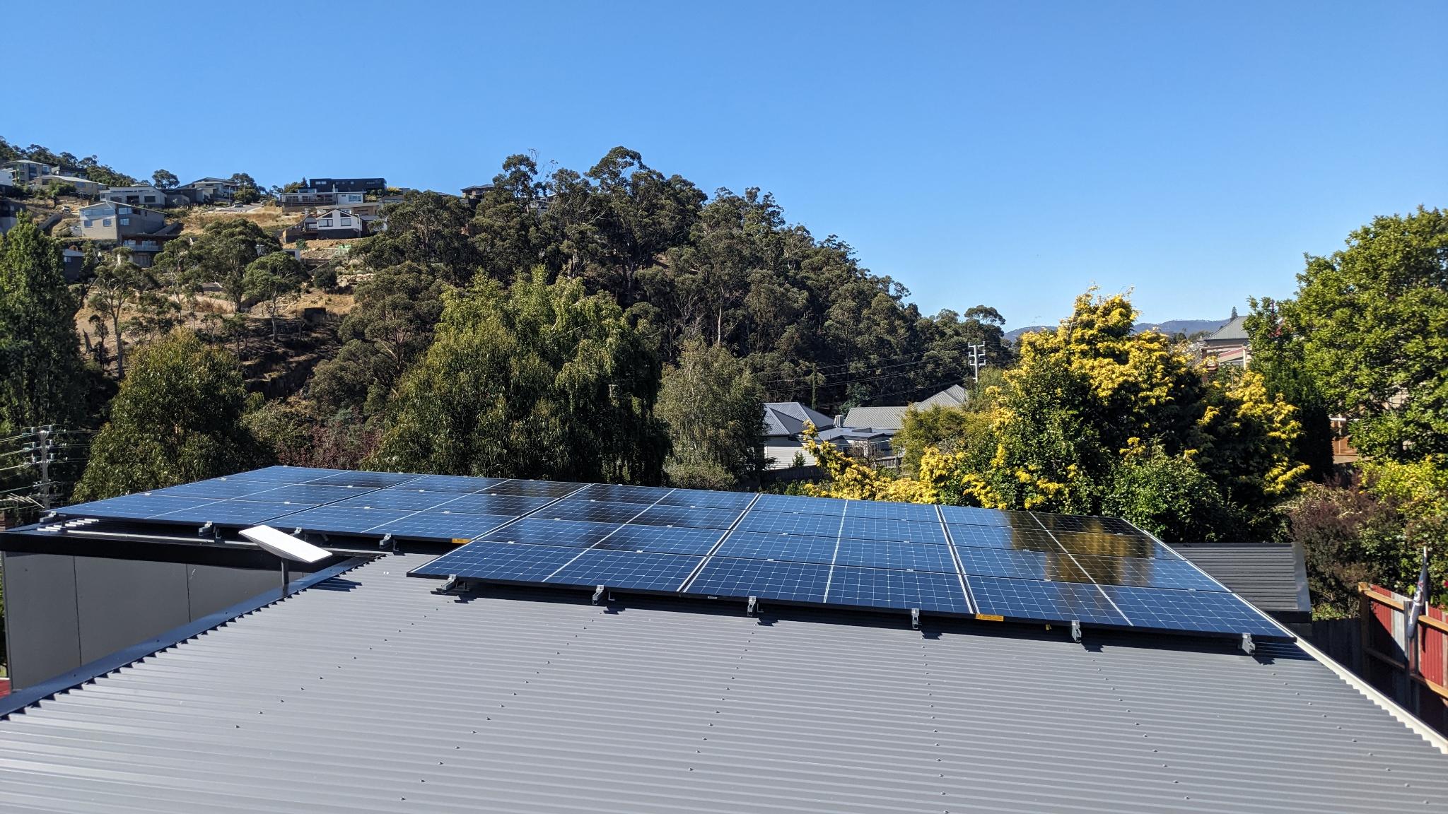 Residential rooftop solar panel array in Tasmania